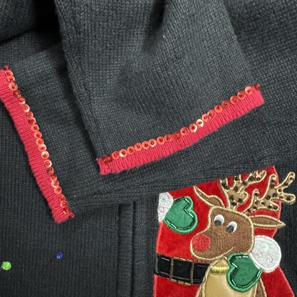 Vintage Heirloom Collectibles Christmas Santa Claus Cardigan Zip Sweater Sz  L - Picture 4 of 7